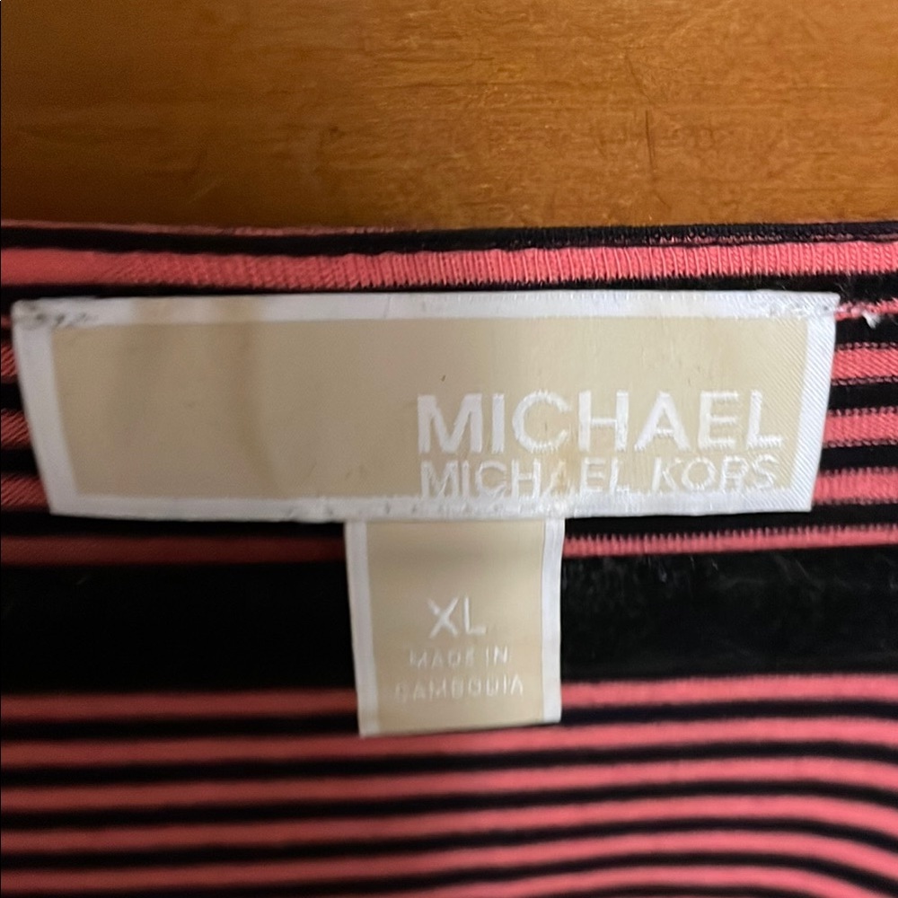Michael Kors Pink and Black Striped Top